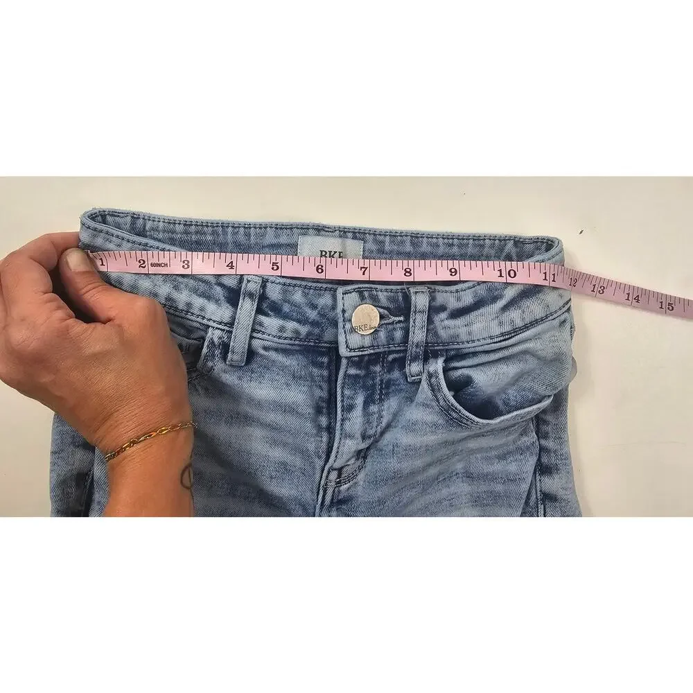 BKE girls flare light wash thick stitch blue jeans y2k comfort 10L 10 LONG #